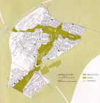 GESAMTPLAN DER SENNESTADT MIT GRÜNANLAGEN, ENTWURF PROF. DR. HANS B. REICHOW, HAMBURG. IN: HANS BERNHARD REICHOW, 10 JAHRE SENNESTADT - PLANUNG UND AUFBAU, STAND OKTOBER 1964, SONDERDRUCK DER DEUTSCHEN BAUZEITSCHRIFT, HEFT 1, 1965